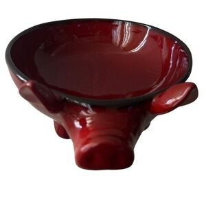 TAPAS Style Tuscan Red Pottery Ceramic Pig dish Bowl 11 3/4" X 9" PHOTO MEASURES
